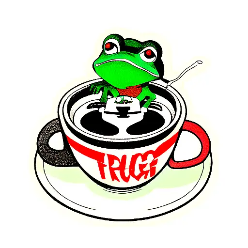 Frog Drinking Coffe