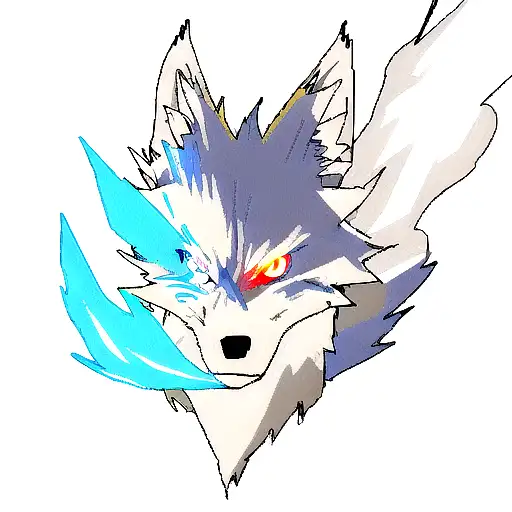 Wolf Head With Glowing Blue Eyes And A Smoke Trail