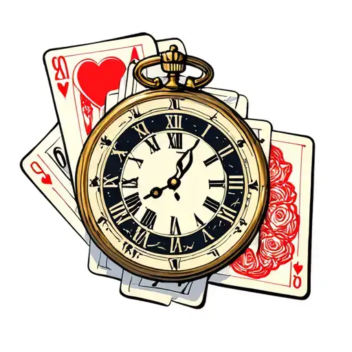 Clock With Cards And With One Piece