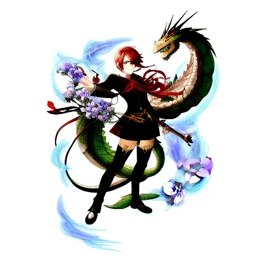 Dragon With Iris Flowers