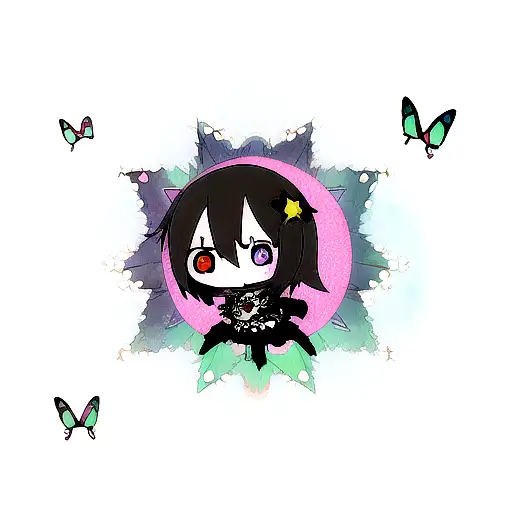 Cute Gothic Flowers Eyes Bugs Stars Space Clouds