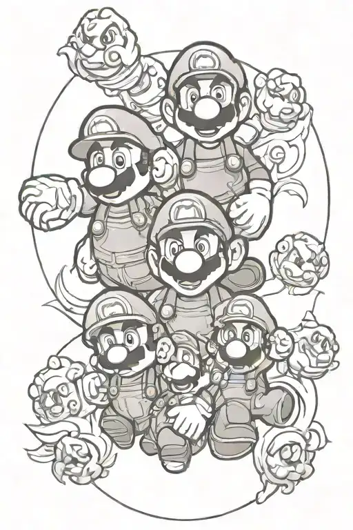 Father And Twin Boys Super Mario