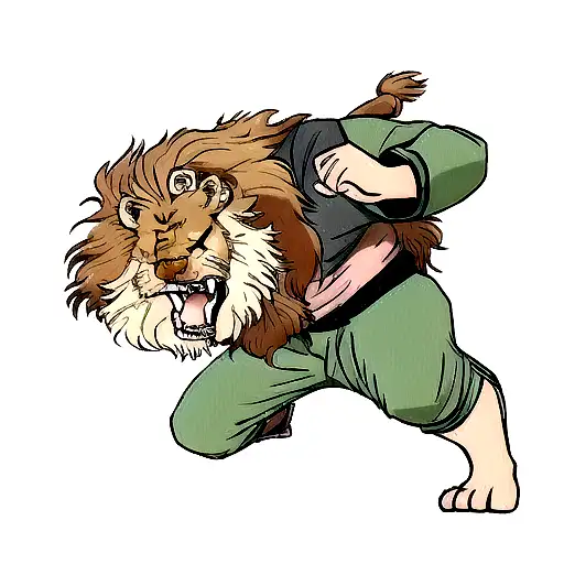 A Fierce Lion Engaged In A Jiujitsu Match