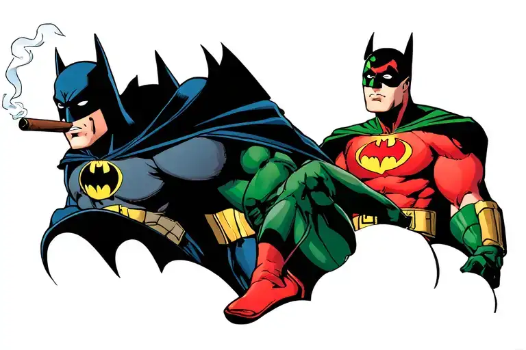 Batman And Robin Smoking Cigar