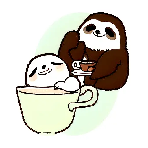 A Cute Sloth Couple Enjoying A Cup Of Coffee