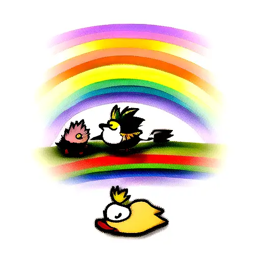 A Duck And A Hedgehog Crossing A Rainbow