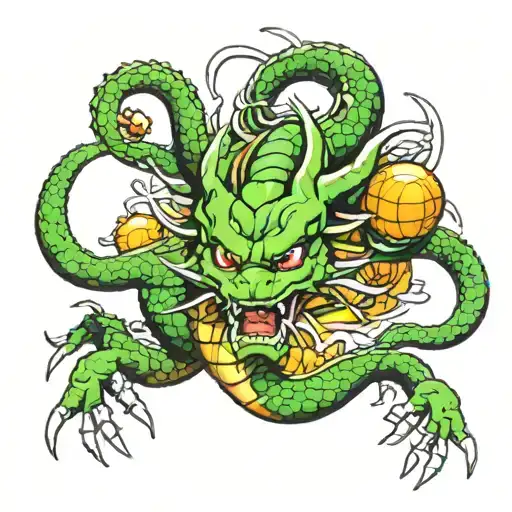 Shenron From Dragon Ball Going Up My Arm With The Dragon Balls On My Hand