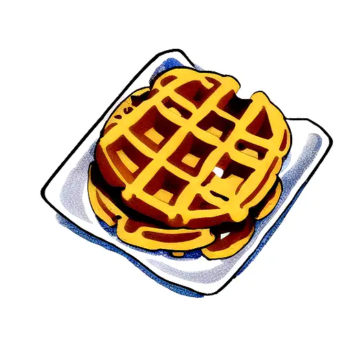 A Tattoo Of A Cartoon Waffle Holding A Beer