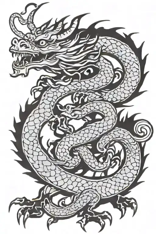 Chinese Dragon Holding An Ohm Symbol In Its Claws