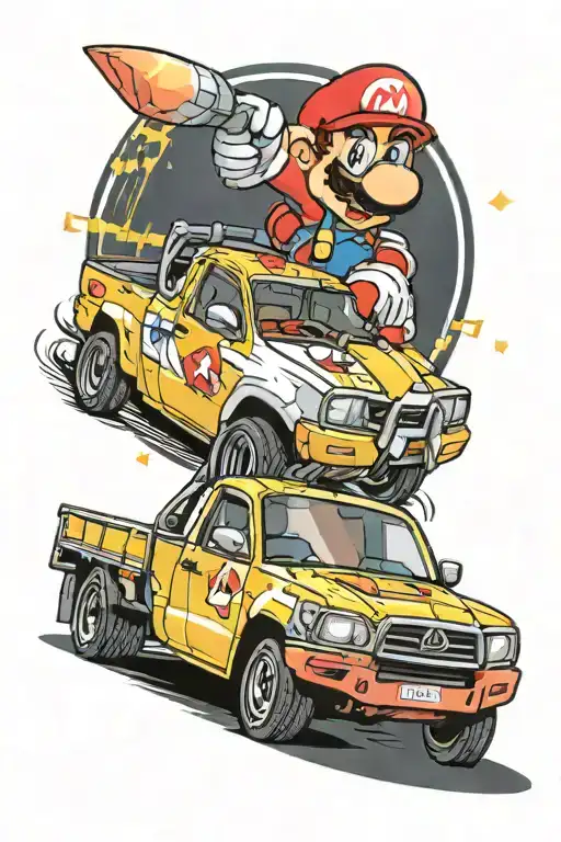 Mario Kart Toyota Hilux With Peach In It Holding A Red Turtle Shell To Throw