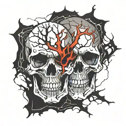 Skull With Cracks But Healing Regenerative Brain