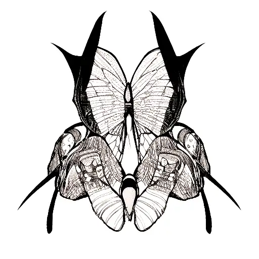 Moth Open Wings Skull Pattern