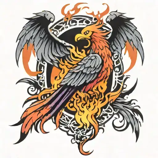 The Phoenix Is Surrounded By Tongues Of Flame