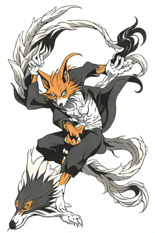 Kurama 9 Tailed Fox Spirit With All 9 Tails
