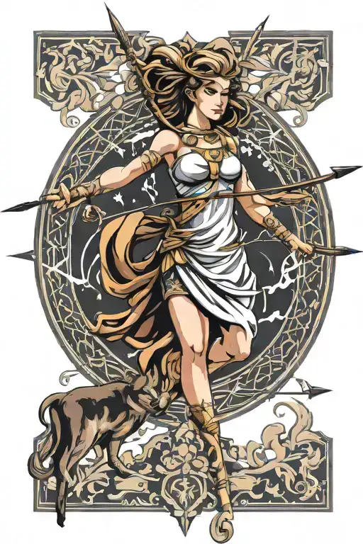 Greek Goddess Artemis Shooting An Arrow