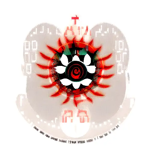A Nine-tailed Fox With Sharingan Eyes Surrounded By Binary Code