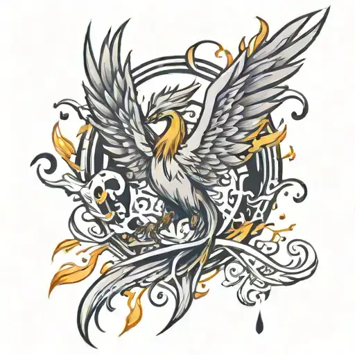 Phoenix Rising From Flames