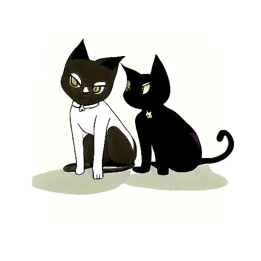 Siamese Cat And Black Cat