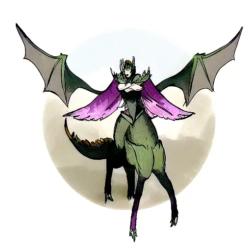 A Mythical Creature From A Video Game Battling A Dragon