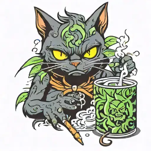 Good Black Cat Monster Smoking Weed