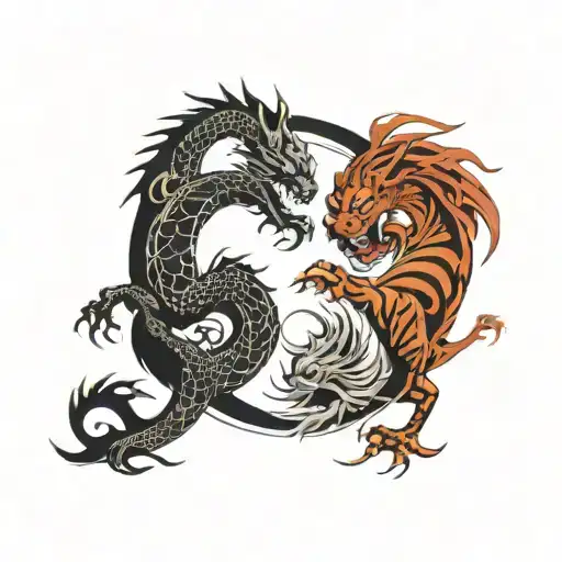 Dragon Tiger Yin Yang Symbol