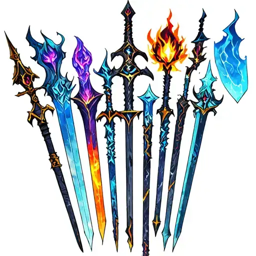 All 9 Weapons From The 9 Hashira From Demon Slayer With Water Colors