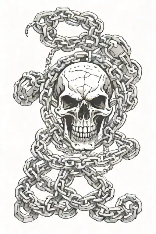 Scolpendra In Chains Whose Torso Is A Skull