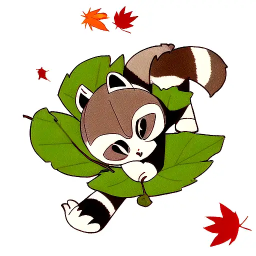 Racoon With Leaf