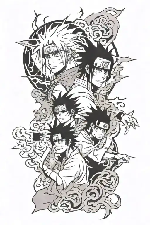 Naruto And Sasuke Curse Mark Half Sleeve