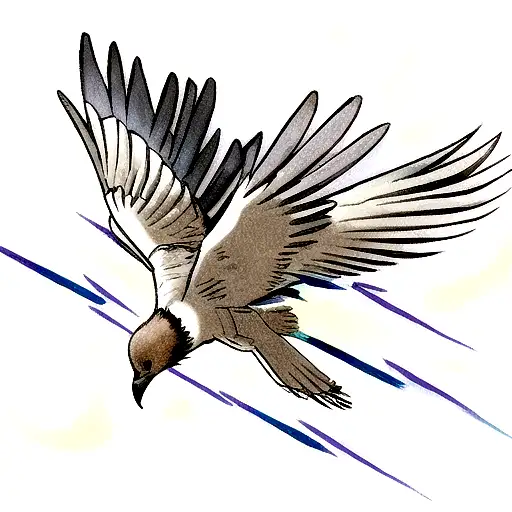 Hawk Flying In A Blue Lightning Storm