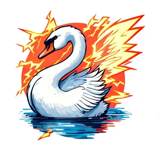 Swan With Lightning In Background