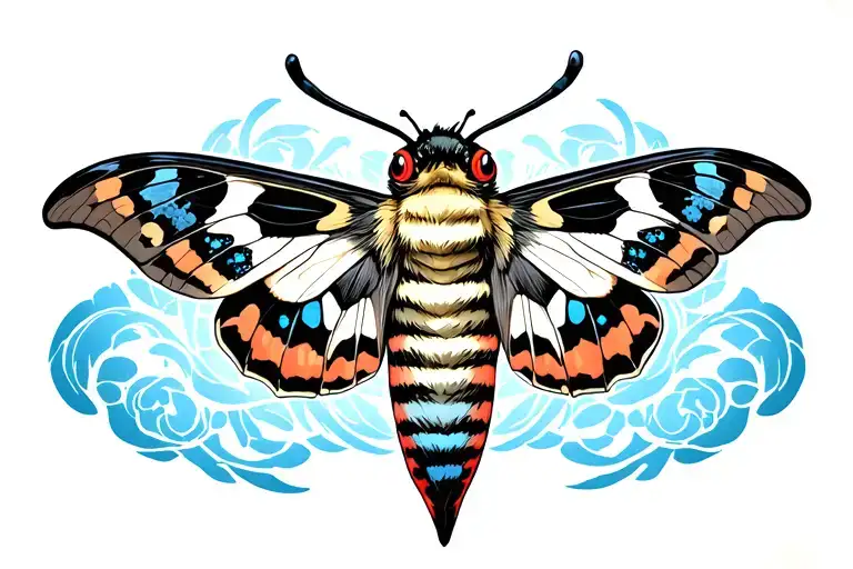 Moth Full Neck Tattoo Collaborate With Japanese Theme