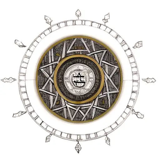 A Saumrai Covered In Norse Runes With An Islamic Backround