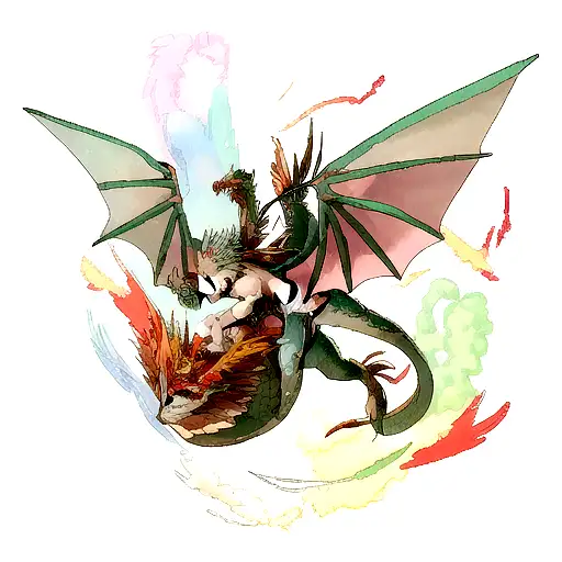 Dragon With Open Wings Seen From Above