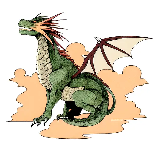 Dragon Emerging From Clouds