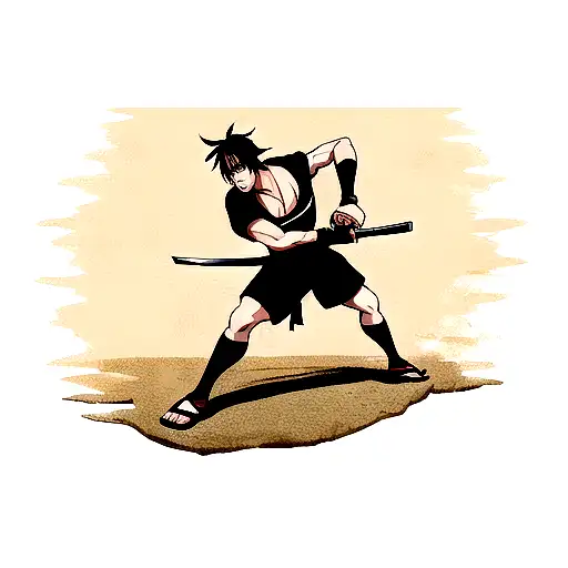 Samurai Wearing A Blackbelt With A Katana Around His Waist