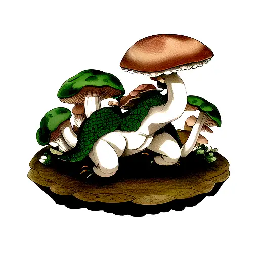 Dragon With Oyster Mushroom Scales