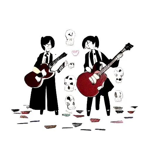 Two Guitars Crossed By The Handle With A Skull And The Word Rock Above