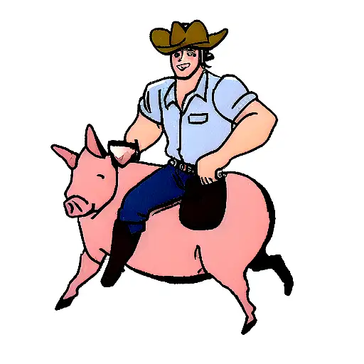 Cowboy Riding A Pig