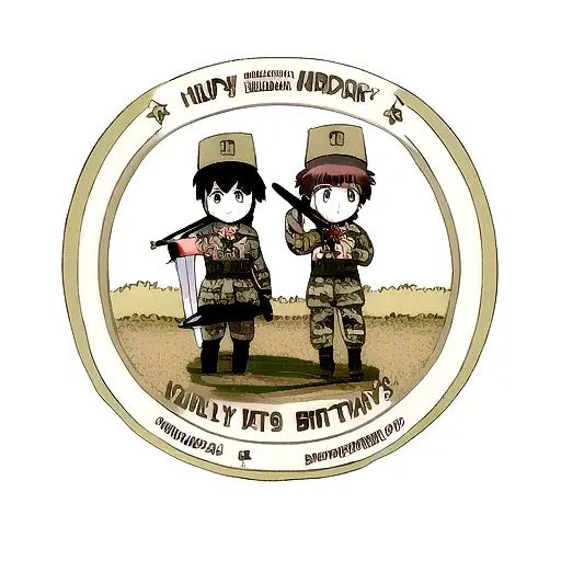 Military Dog Tags With Kids Birthday And Names Wrapped Around A Sword