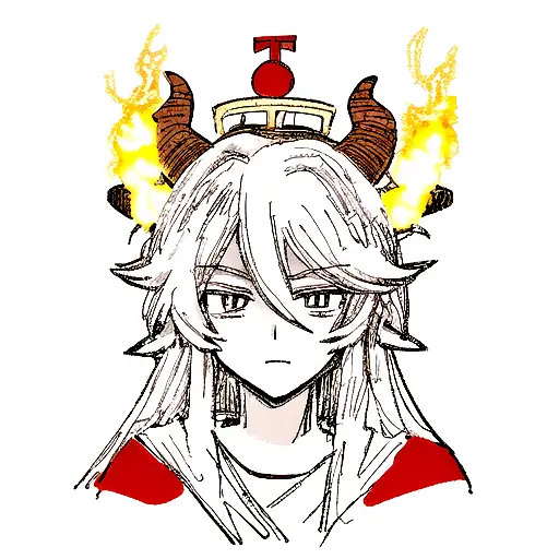 King's Crown With Horns And A Halo On Fire