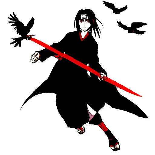 Itachi Uchiha With Crows And Sharingan