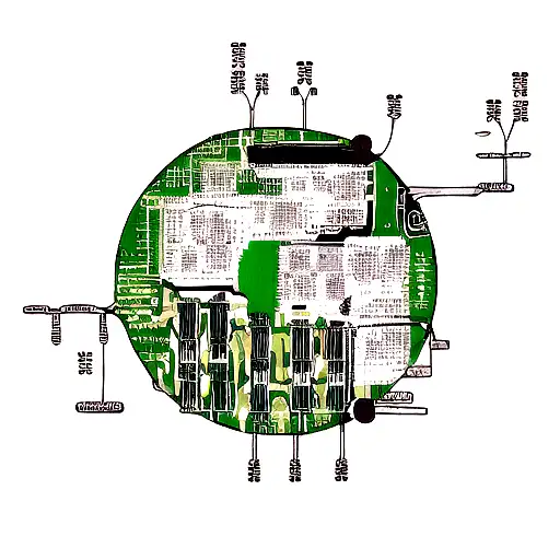 A Minimalist Tattoo Of A Computer Circuit Board Forming The Silhouette Of A Forest
