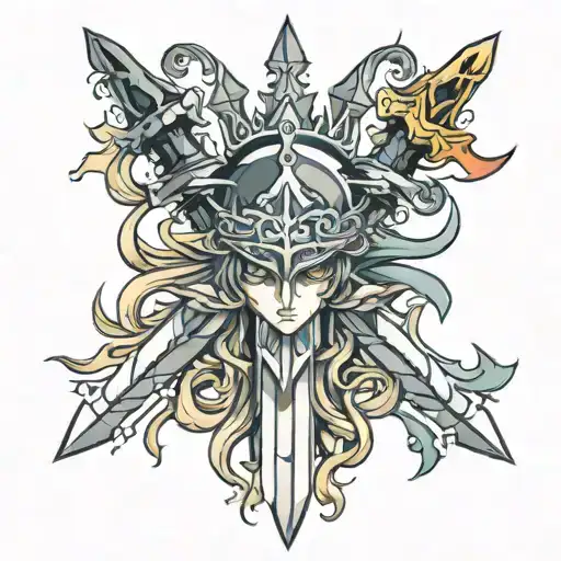 4 Swords Surrounding A Crown