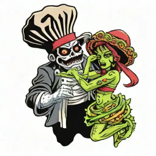 A Mexican Wearing A Chefs Hat Fighting An Alien Wearing A Tiara