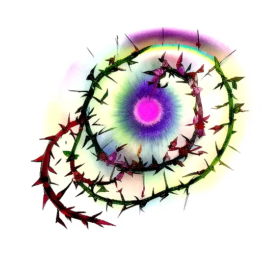 Rainbow Evolve Into A Steam Of Thorns And Vines With Rose Petals