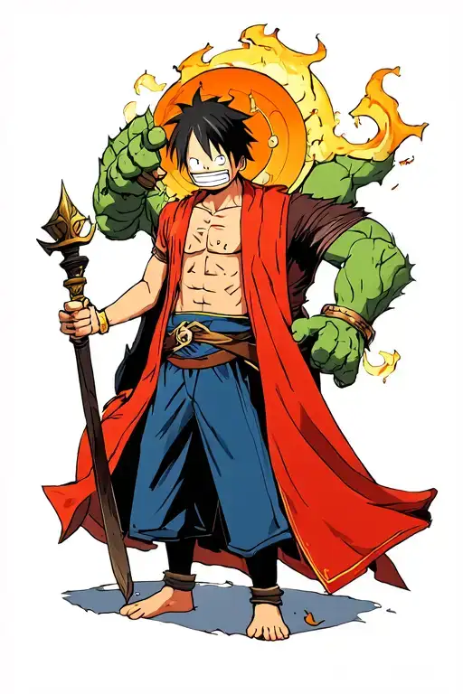 Luffy From One Piece With Yhornm The Giant From Dark Souls