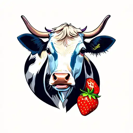 A Cow With A Strawberry