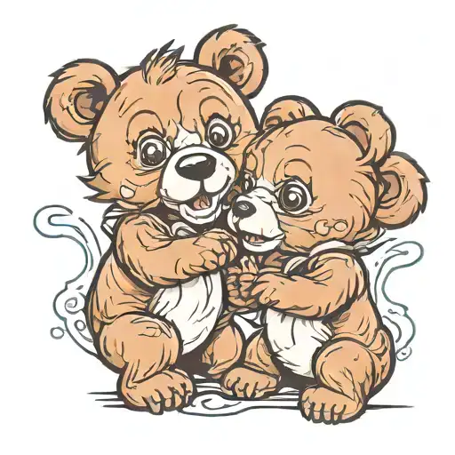 Two Bear Cubs Playing
