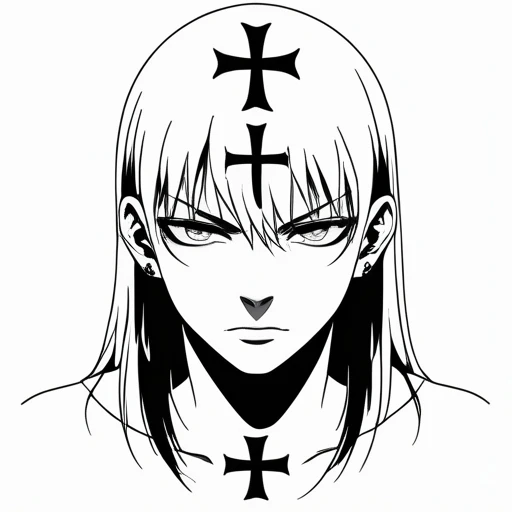 Kügel mit m drinne , darunter adler, und darunter kreuz , alles in darkfantasy Tattoo idea